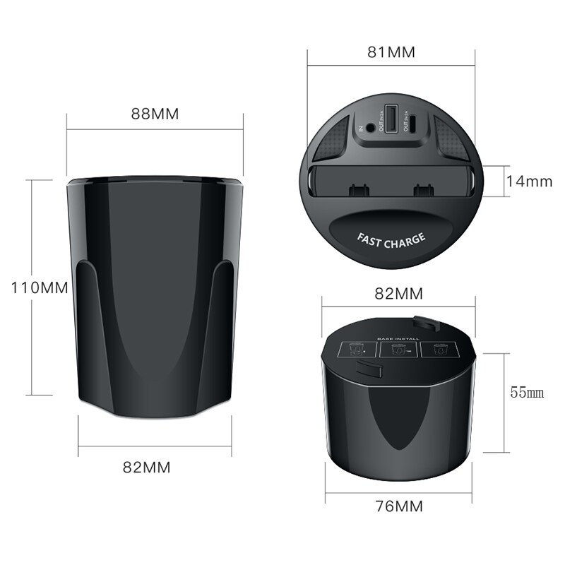 Draadloze Autolader Cup 10W Snelle Qi Draadloze Oplader Voor Iphone Samsung Autolader Cup Telefoon Houder Voor Xiaomi