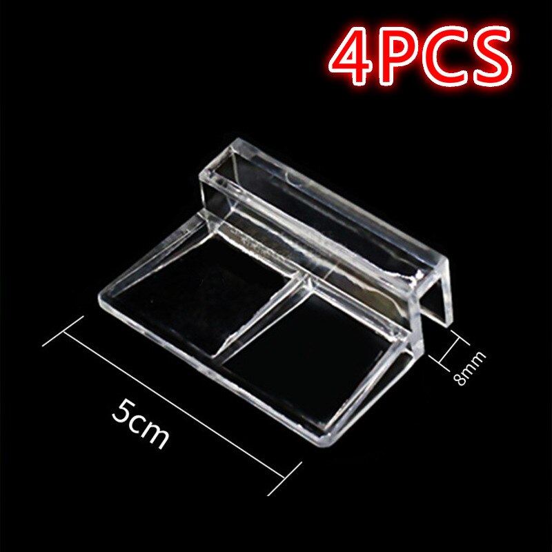 5/6/8/10/12Mm Acryl Clips Glas Deksel Aquarium Ondersteuning Houders Beugel aquarium Accessoires: 8mm 4pcs