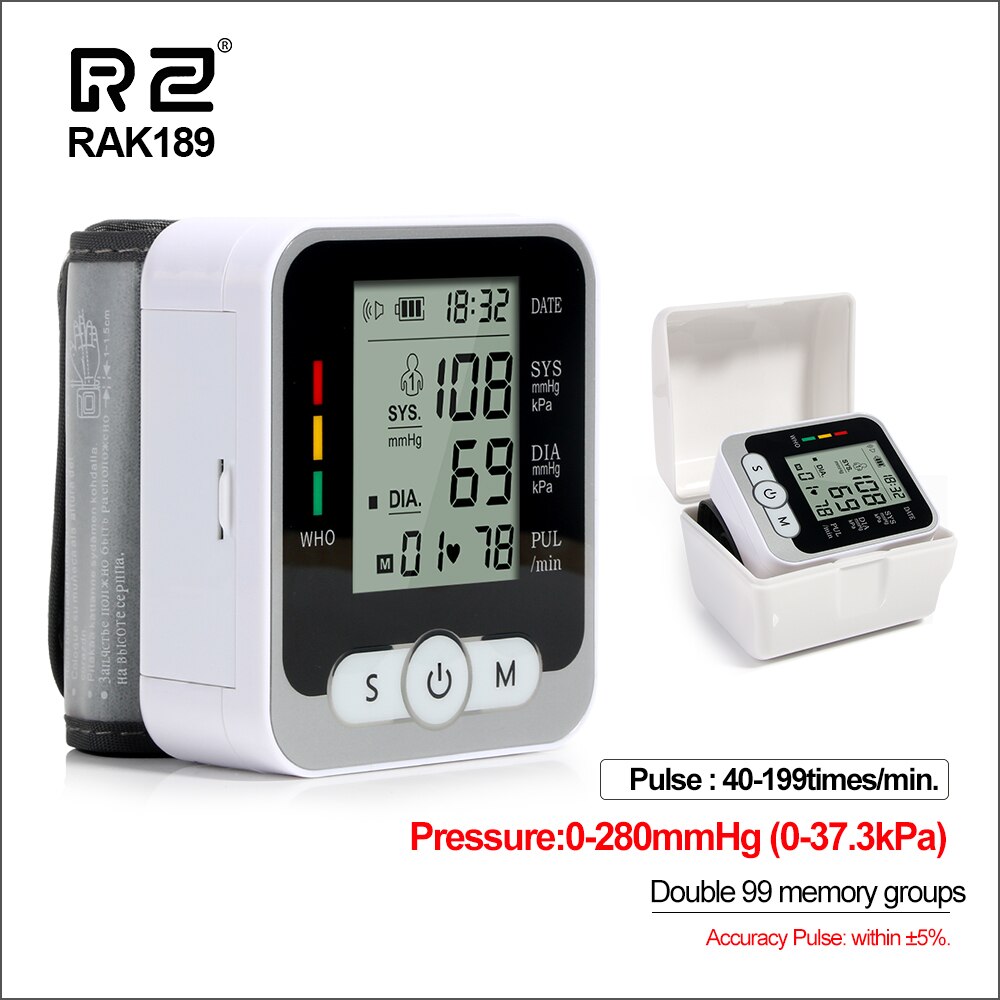 Rz Pols Bloeddrukmeter Case Digitale Bloeddrukmeter Met Voice Draagbare Automatische Tonometer Bloeddrukmeter: Default Title