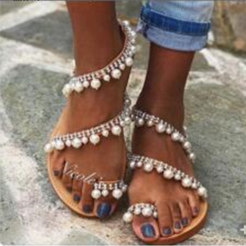 Kvinne bling sandaler sommer kvinner crystal roma dame flip flops dame bohemia beach flats damesko pluss størrelse 46