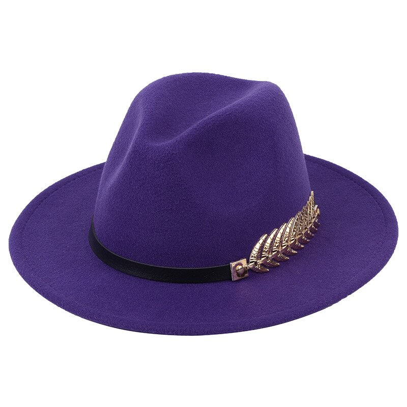 SLECKTON Fedoras Hats for Women Casual Girl Panama Jazz Cap Ladies Woolen Top Hat Men Bowler Hats Unisex Gorras S1078: Purple