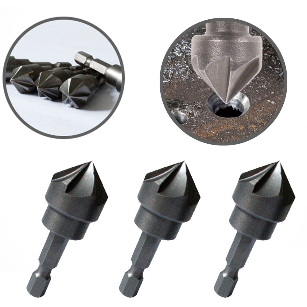 1PC 90 Degree Countersink Drill Chamfer Bit 1/4" Hex Shank Carpentry Woodworking Angle Point Bevel Cutting Cutter Remove Bur