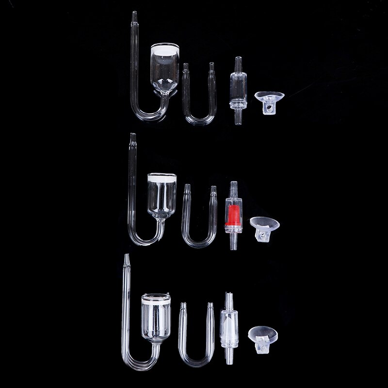 Aquarium Glas CO2 Diffusor Überprüfen Ventil U bilden Glas Rohr Saugnapf Bausatz Für Aquarium Aquarium Überprüfen Ventil einstellen CO2 Zerstäuber