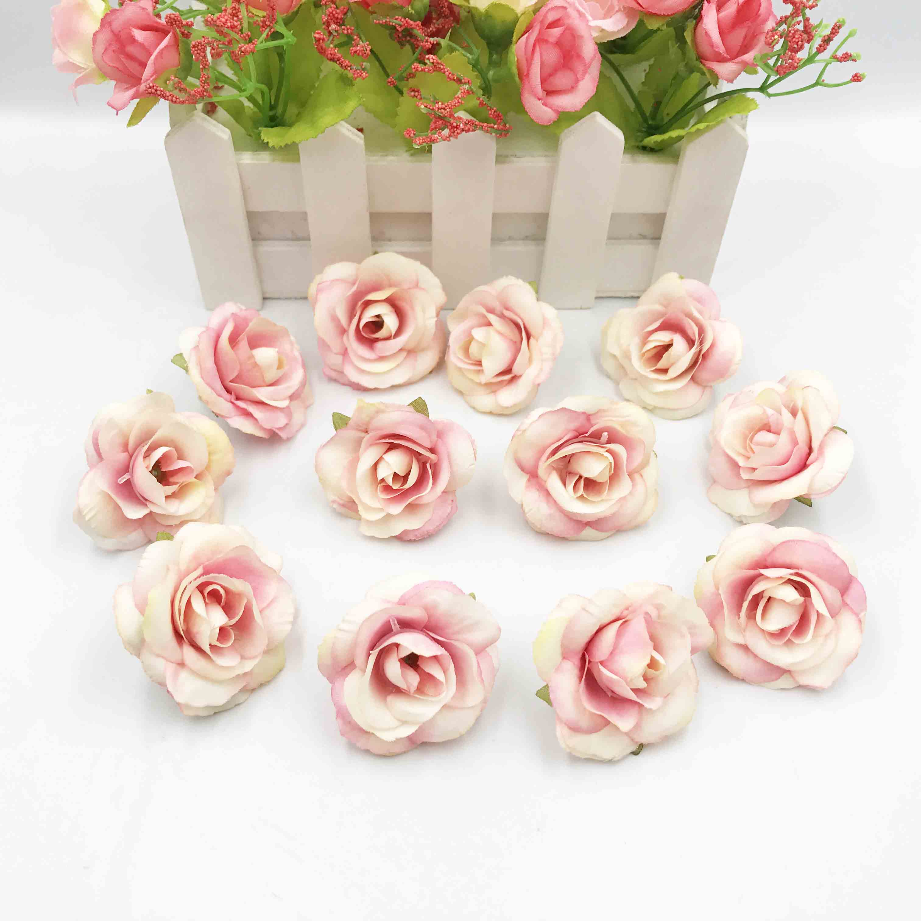 10 stuks kunstbloemen, 4cm zijden rozenbloemen, bruiloftsfeest, huisdecoratie, doe-het-zelfkrans, plakboekdoos, knutselwerkje: 10