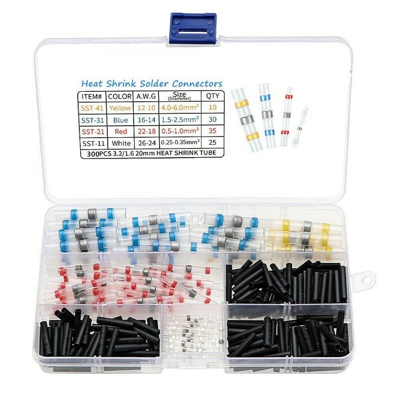 400Pcs Gemengde Krimpkous Connect Terminals Waterdichte Soldeer Mouw Buis Elektrische Draad Geïsoleerde Butt Connectors Kit
