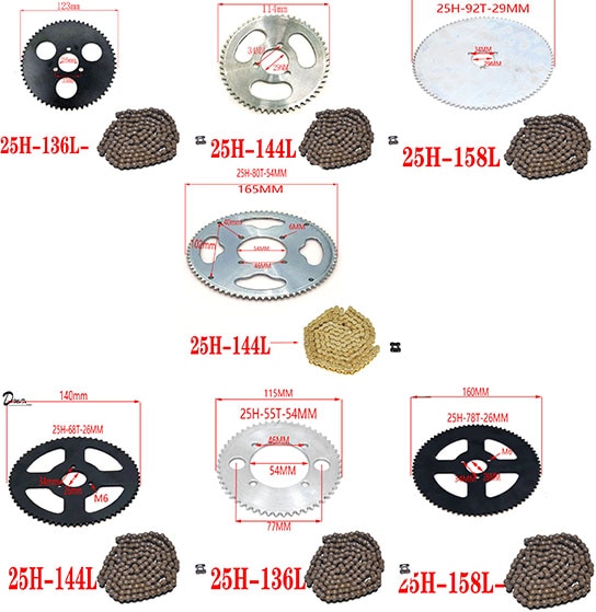 25H 55T 65T 68T 70T 80T 92T Tand 29/54/55mm Tandwiel Voor 47CC 49CC Mini Moto Atv Quad Dirt Pit Pocket Bike