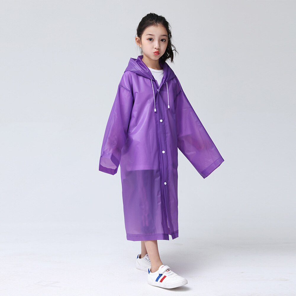 Kid Raincoat Simple EVA Thickened Translucent Raincoat for Girl Kid Child (Blue): Purple