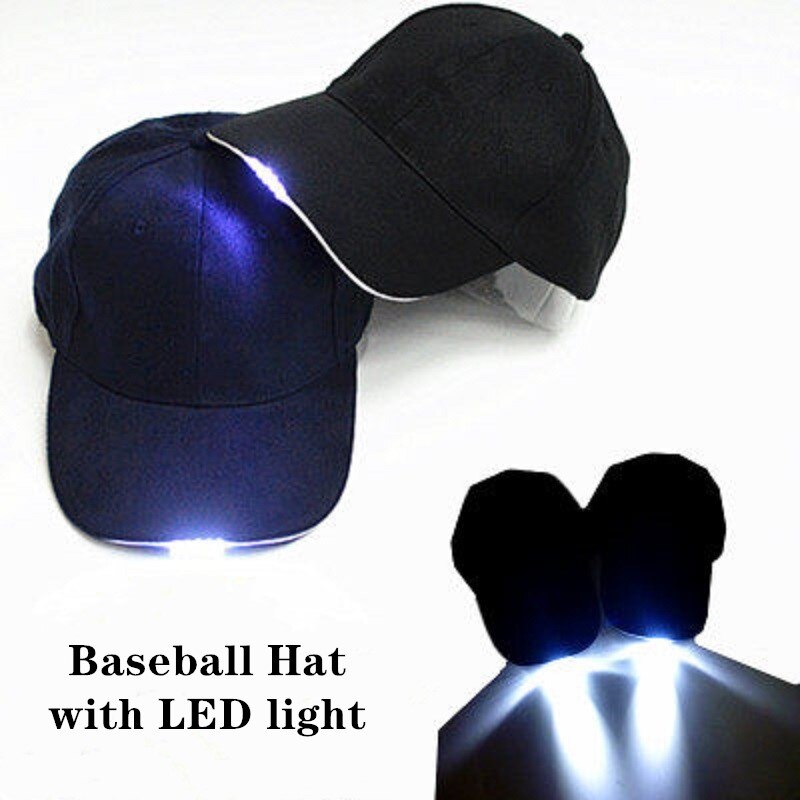 Baseball Hoed Met Led Licht Inductieve Schakelaar Voor Night Vissen Knop Batterijen Usb Opladen Buiten Verlichting