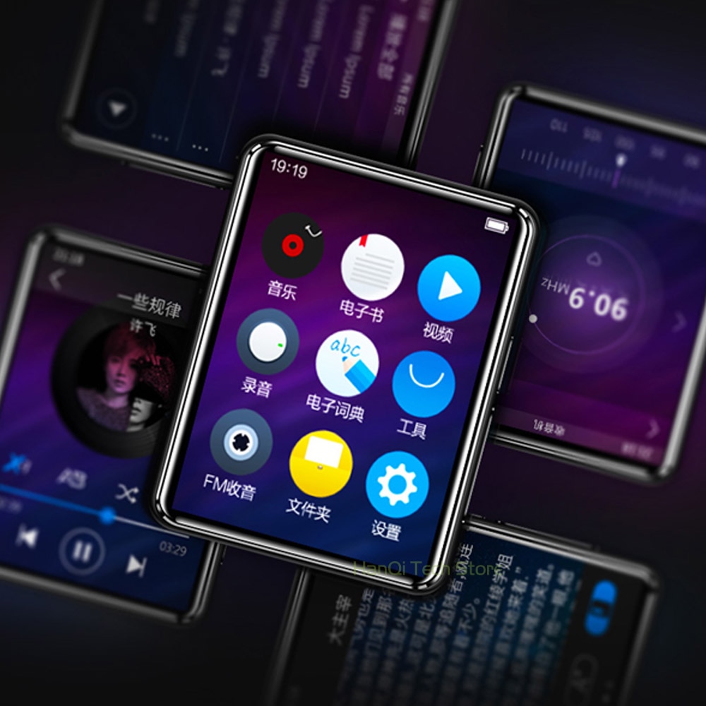 Benjie X5 Full Touch Screen Bluetooth MP3 Player 8GB 16GB Portable Music Player With Built-in Speaker FM Radio Recorder E-book