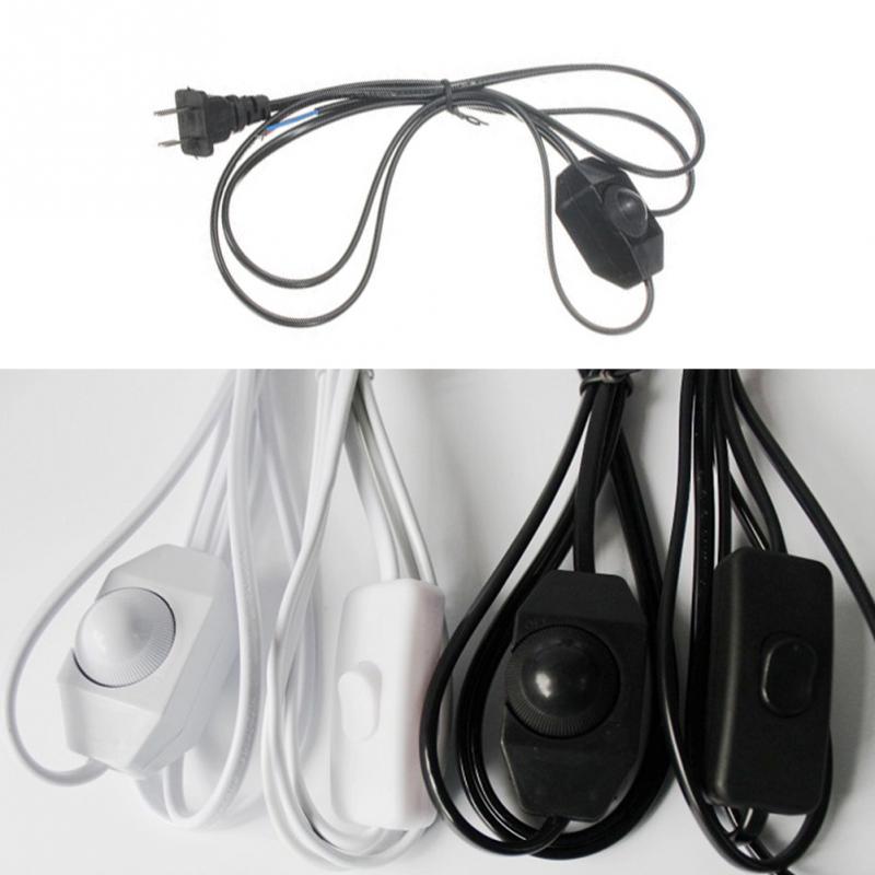 1.8M White Black No Polarity AWG Switch Dimming Cable Light Modulator Lamp Line Dimmer US Plug 110-220V