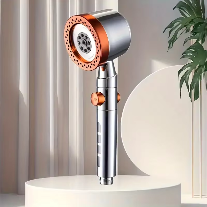 Badkameraccessoireset handdouche hogedruk waterbesparende filterdouchekop 5-modi type met één klik: Rood