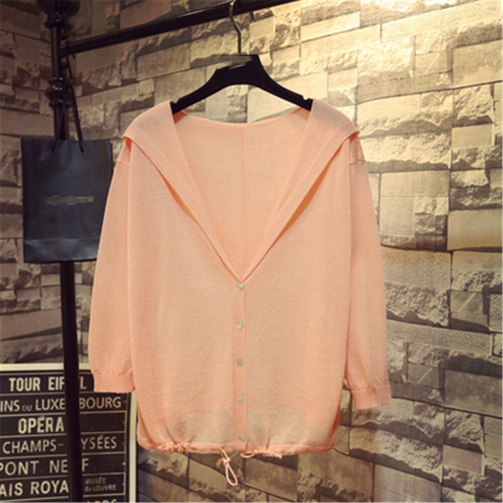 Cardigan com capuz fino, feminino, primavera/verão, laço, decote em v, design curto, solto, capa, outerwear: Laranja