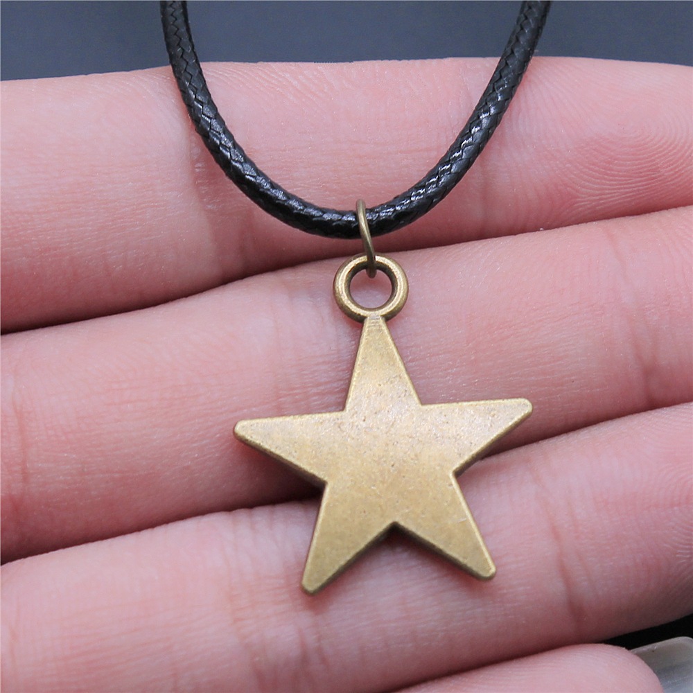 30 estilos Unisex amuleto Wicca joyería sol Luna estrella pentagrama colgante collar cordón de cuero negro