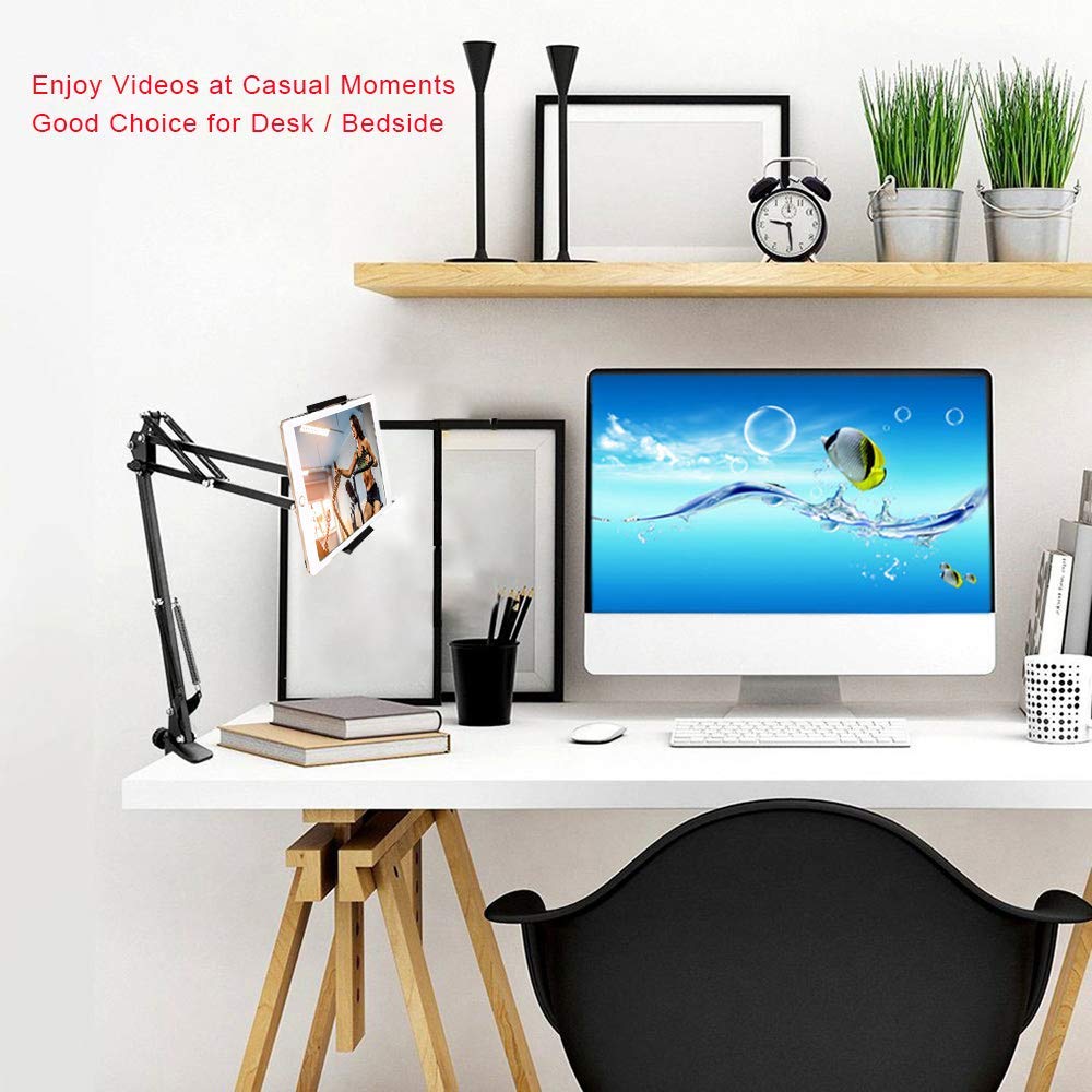 Soporte de montaje para tableta, brazo articulado de rotación de 360 ° para iPhone/iPad Mini Air Pro de 7-11 pulgadas