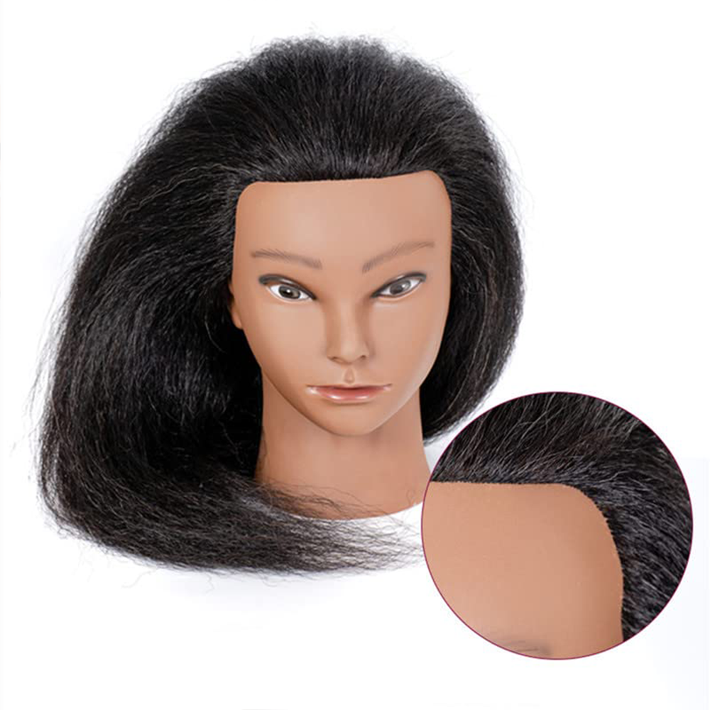 14 cali afrykańska głowa manekina z prawdziwymi włosami głowy Afro profesjonalna stylizacja plecionka trening Hairart fryzjer fryzjerstwo: Złota