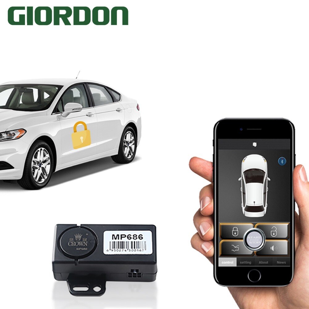 Smartphone système d'alarme voiture | compatible avec le téléphone ios et android, système de démarrage du moteur de la voiture, clé intelligente PKE voiture 686A