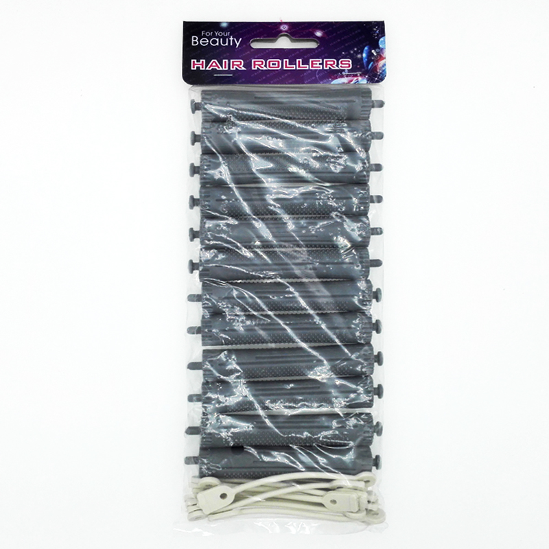 12pcs Hairdressing Perm Rods with Rubber Band Hair Curlers Rollers Plastics Hollow Core Flexi Rod Bigoudis Magique Curler UN518