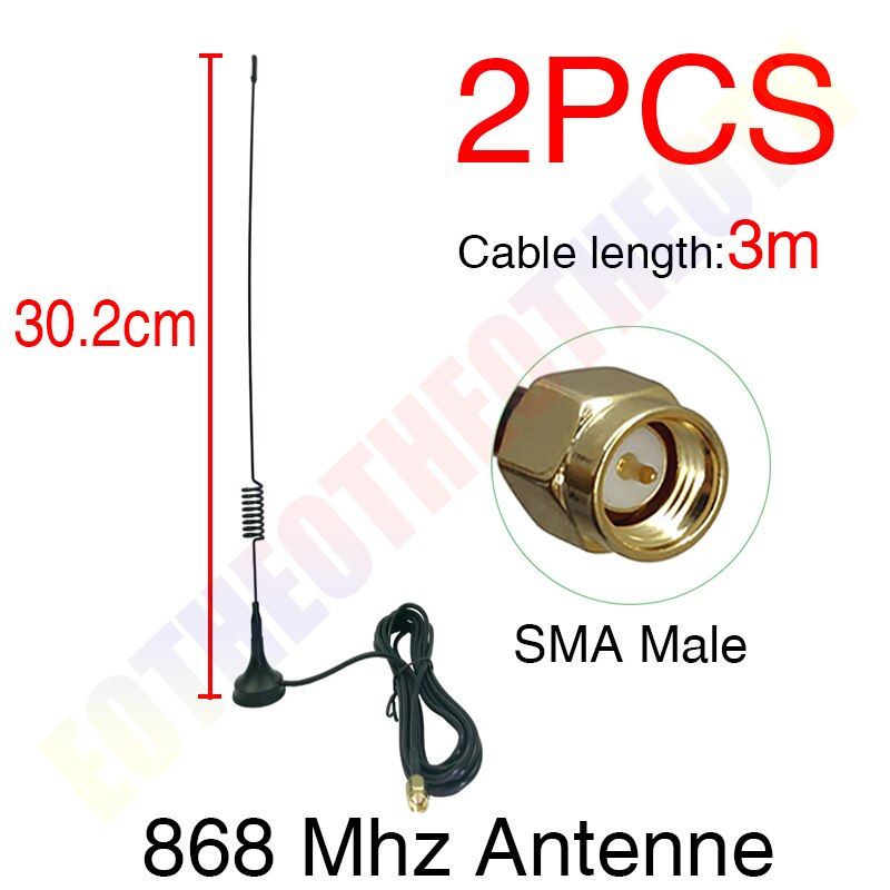 868Mhz Antenna 900 - 1800 Mhz GSM 3G 5dbi SMA Male IOT 300cm Cable 868 mhz 915 mhz antena Sucker Antenne base magnetic antennas: 2pcs 30.2cm