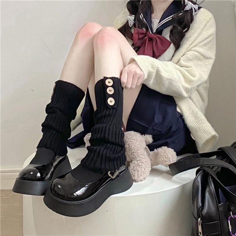 Sweet Girls Leg Warmers Knitted Long Foot Cover for Women Lolita Jk High Elastic Over Knee Leg Warmer Knee-length Heap Heap Sock: 6