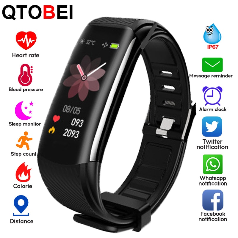 C6S Smart Fitness Bracelet Men Women Heart Rate Monitor Smart Band Fitness Tracker Watch WhatsApp Reminder Smart Bracelet Watch