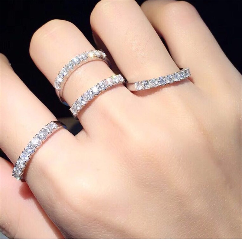 Fedi nuziali CC per donna zirconi cubici placcati oro bianco 18 carati semplice fidanzamento 925 accessori gioielleria raffinata CC3119