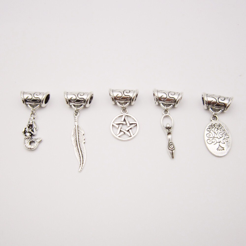 5Pcs/Pack metal Silver different charms hair braid dread dreadlock beads rings tube approx 6mm hole hair accessories