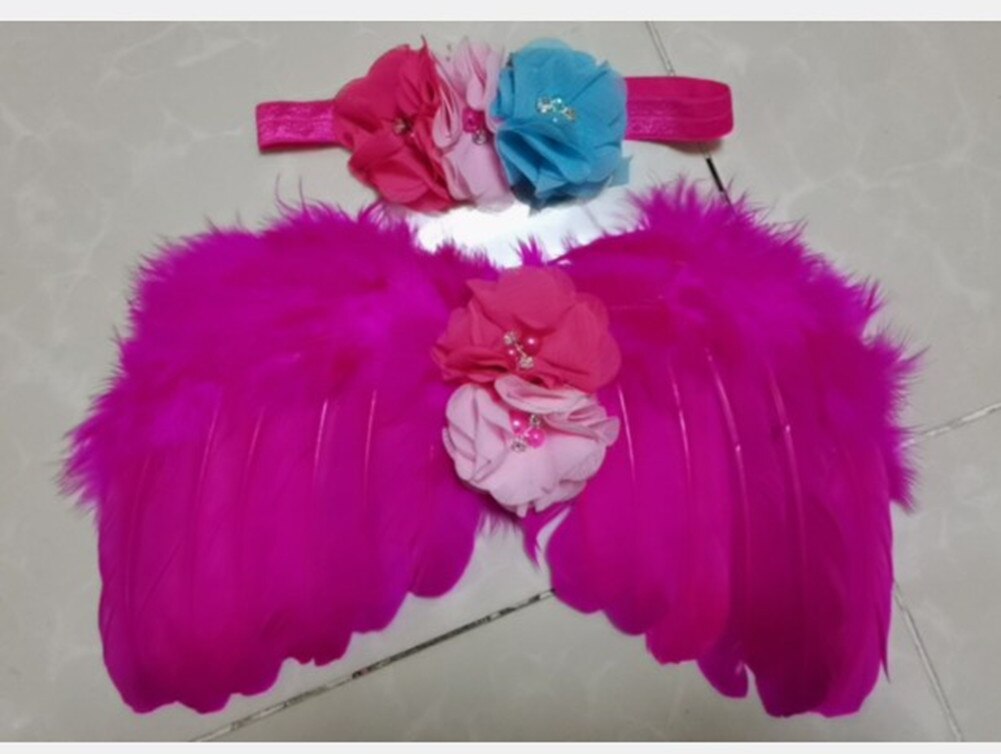 0-24M Baby Meisje Tutu Rok Hoofdband Verstelbare Bloem Hoofdband Modieuze En Realistische Angelwings Foto Props 2 Stuks outfits: F1