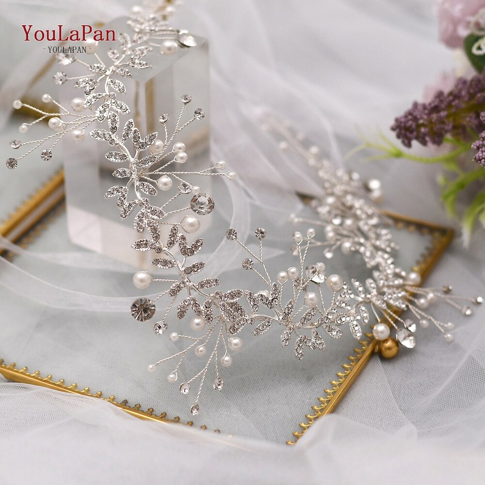 YouLaPan HP233 Wedding Rhinestone Headpieces Bride Hair Accessories Alloy Leaf Wedding Hair Vines Headband Wedding Hair Pieces