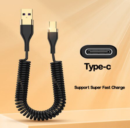 ha45 5a hurtiglading usb type c mikrofjær uttrekkbare mobiltelefonkabler til eple ios 13 mobiltelefoner ladertilbehør: type-c