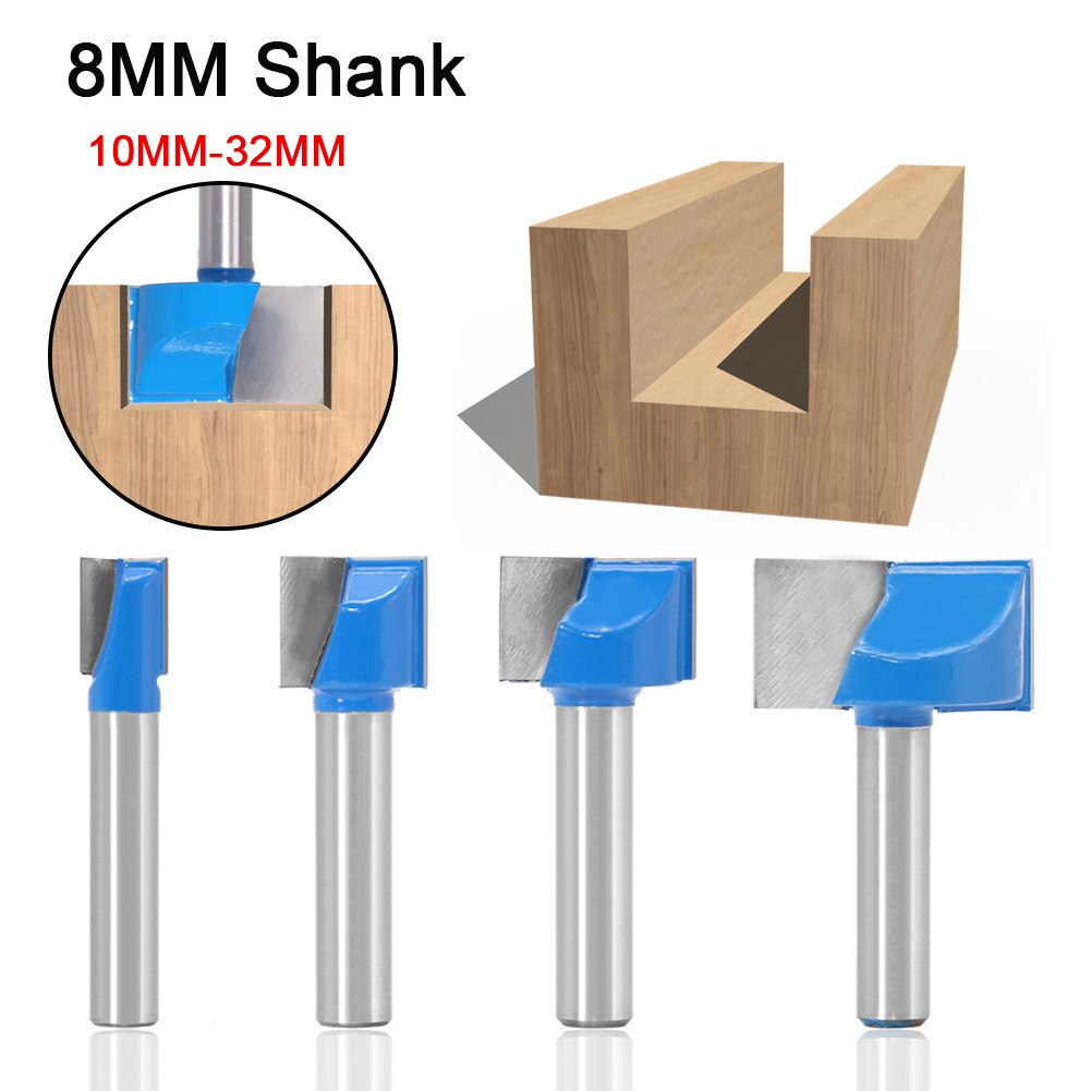 8mm Shank Surface Planing Bottom Cleaning Wood Milling CNC Cutter Engraving Knife Router Bit Woodworking Tools 10-32mm for wood