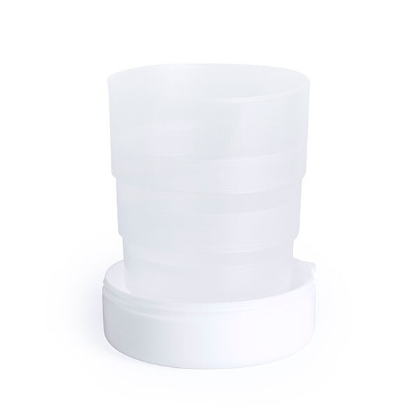 Vaso plegable con caja de pastillas 146006 blanca