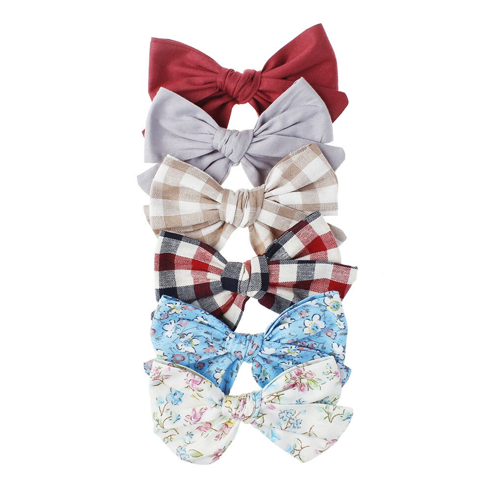 Pinzas para el pelo para niña, accesorios para el cabello de primavera, lazos de algodón para niña, horquilla, pasador de princesa, 6 unids/set por juego: 4