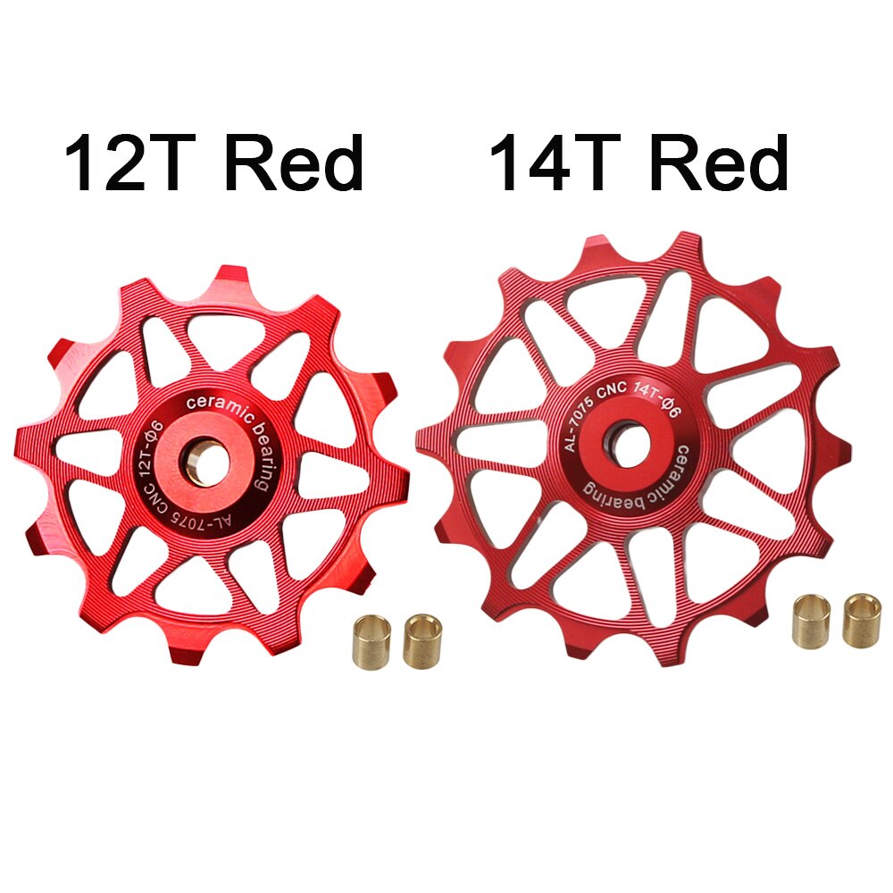2 stücke 12T 14T Fahrrad Keramik Lagerbier Schaltwerk Rolle führen Rolle Leerlauf Für SHIMANO SRAM DEORE GX Jockey Rad Fahrrad Teile: 12T 14T rot