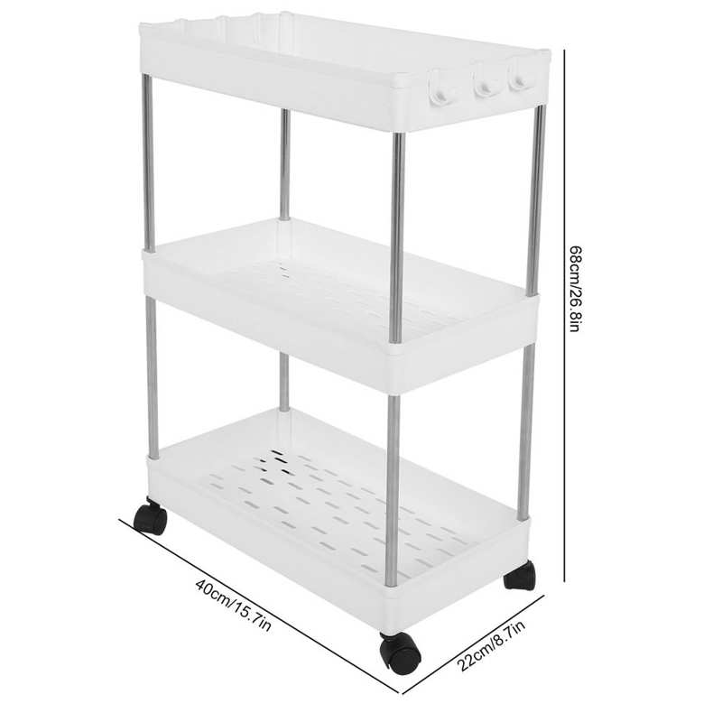Storage Box acrylic box Floor-Standing Multi-Layer Storage Rack Trolley Cart with Casters for Kitchen Bedroom Bathroom remote