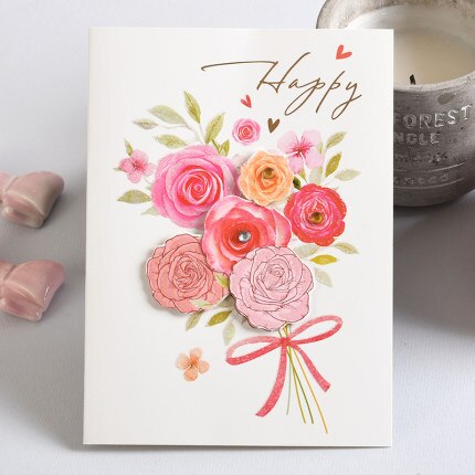 Vintage Flower Greeting Card Multi-purpose Layering Flower Paper Handmade Card: 08