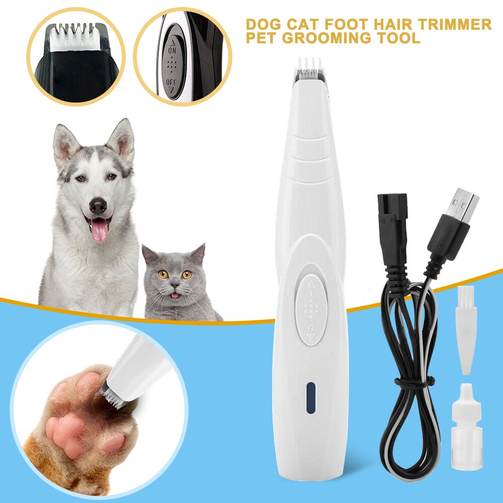 Kæledyr hår trimmer hund kat grooming clipper cutter elektrisk shaver mini saks maskine usb genopladelig fod hår remover – Grandado