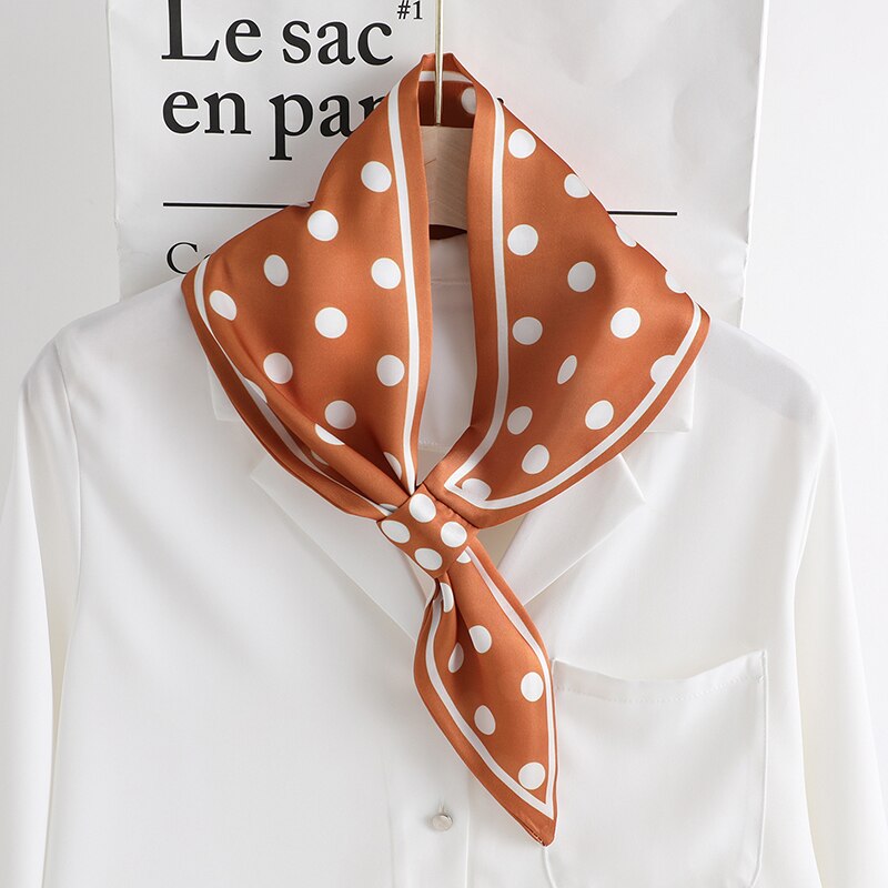 Easy Lazy Scarf Women Silk Skinny Neck Scarves Ring Wristband Handle Bag Tie Lady Print Foulard Long Ribbon Band 70*15cm: CK01-Orange