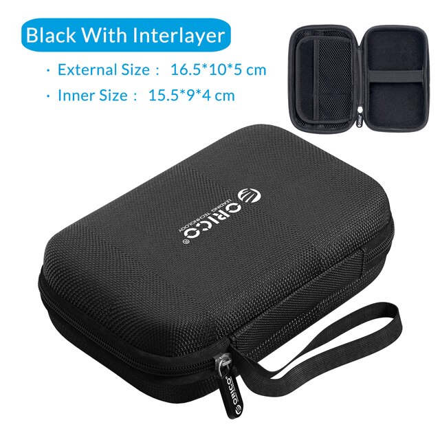 Orico Hard Case Bag Power Bank Case Voor 2.5 Hard Drive U-Disk Usb Kabel Externe Opslag Draagtas Ssd hdd Case Opbergdozen: PH-A20-Black