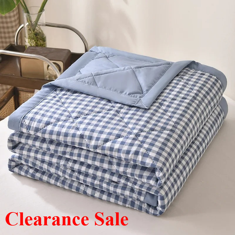 Striped checkered summer thin blanket skin friendly printed summer cool blanket air conditioning blanket thin core