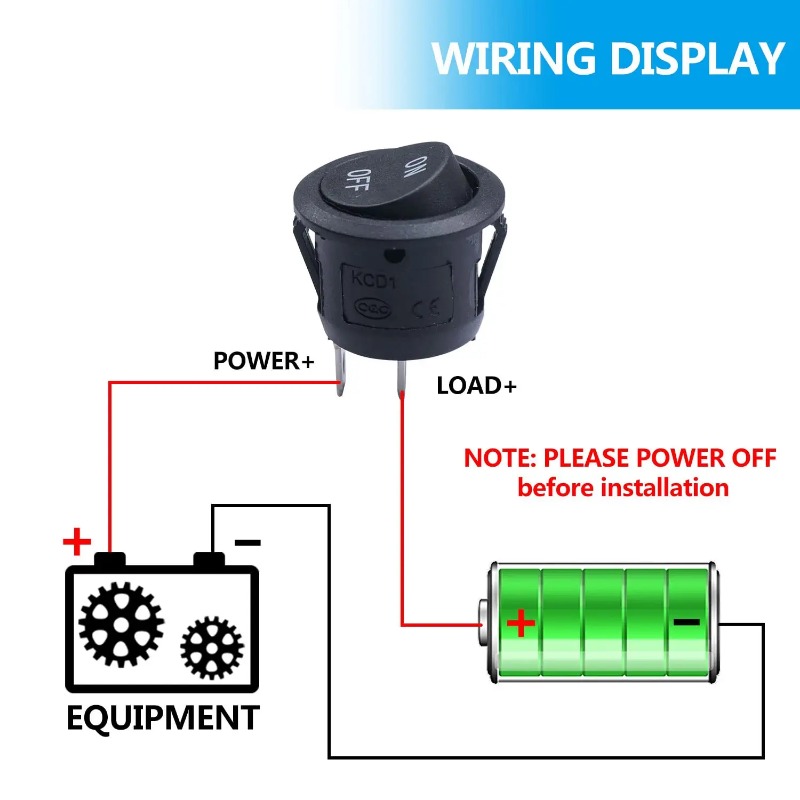 Interruptor basculante redondo de 12V CA 6A/250V 10A/125V SPST 2 pines 2 posiciones interruptor de palanca de encendido/apagado para coche barco automotriz RV negro