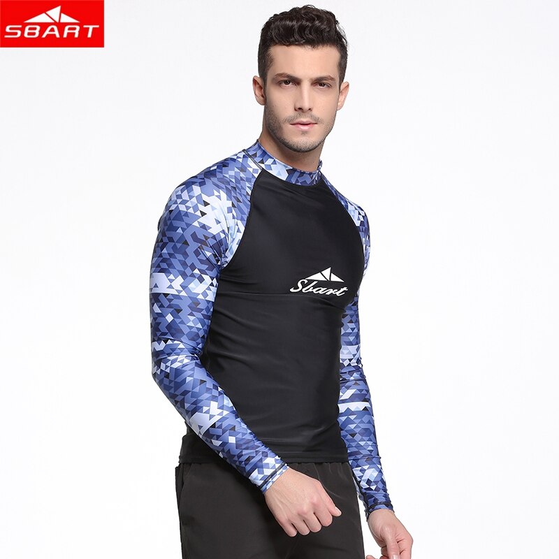 SBART costume da bagno da uomo Super elastico Rashguard a maniche lunghe Surf costumi da bagno asciugatura rapida Rash Guard protezione solare Beach Diving T-Shirt UV