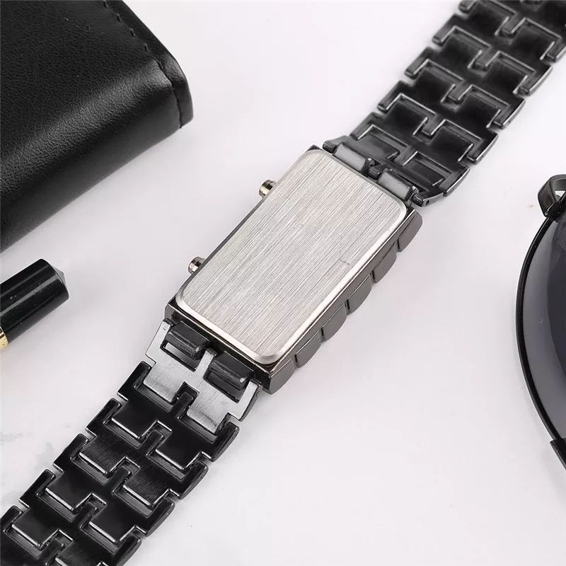 Blauw Lava Led Digitale Heren Horloge Stijl Ijzer Zwart Zilveren Armband Geïnspireerd Elektronische Horloge Часы Мужские
