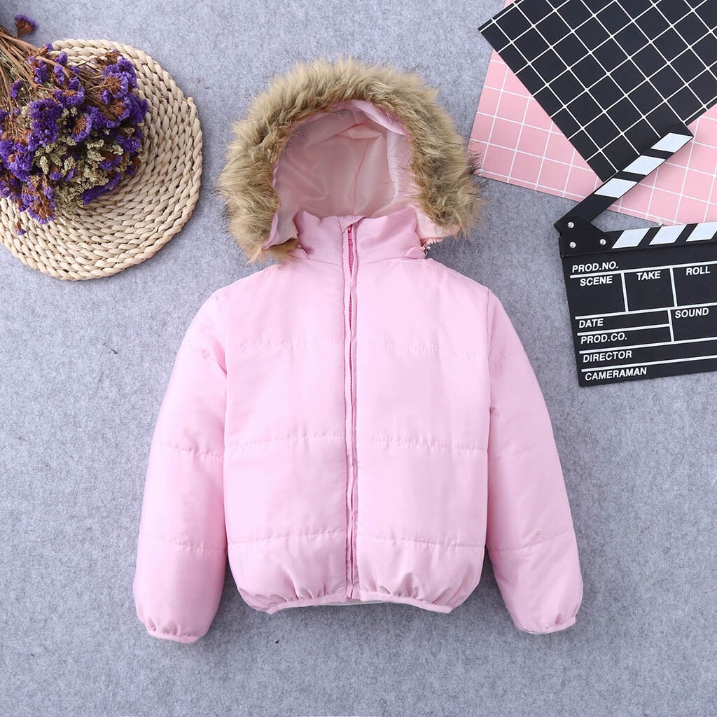 Kids Baby Toddler Boy Girl Warm Faux Fur Hooded Winter Jacket Coat Outerwear dropshiping W1220