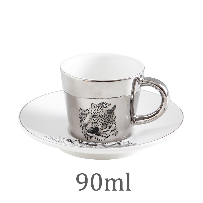 Leopard Anamorphic Cup Mirror Reflection Cup Zebra Mug Luycho Coffee Tea Set With Coaster 90ml-220ml: 90ml7