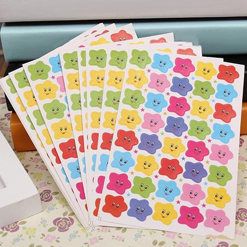 10pcs Smile Stars Decal School Children Kids Teacher Label-Reward Cute Sticker for DIY Scrapbook Decor School Stationery Set
