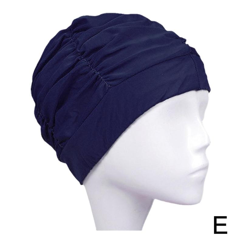 Adults High Elastic Swimming Caps Men Women Waterproof Caps Ears Swimming Pool Hair Diving Swimming Protect Cap Hat Large L E0E5: Navy 
