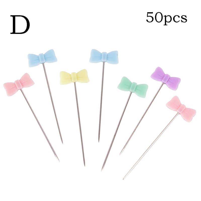 50pcs Patchwork Needle Craft Flower Button Head Pins Embroidery Pins For Diy Quilting Tool Sewing Accessories: D