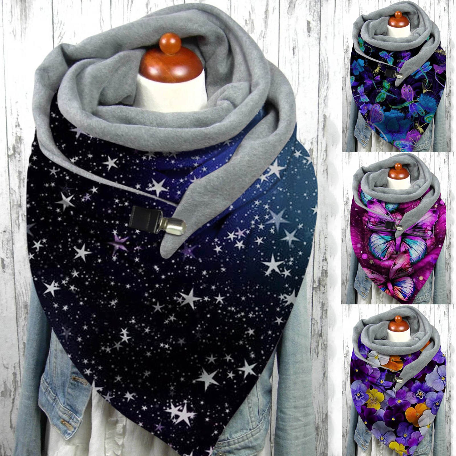 Femmes Hiver Écharpe Papillon Impression Écharpe multi-usages Châle Foulard Cachecol Шарф Женский @ 40
