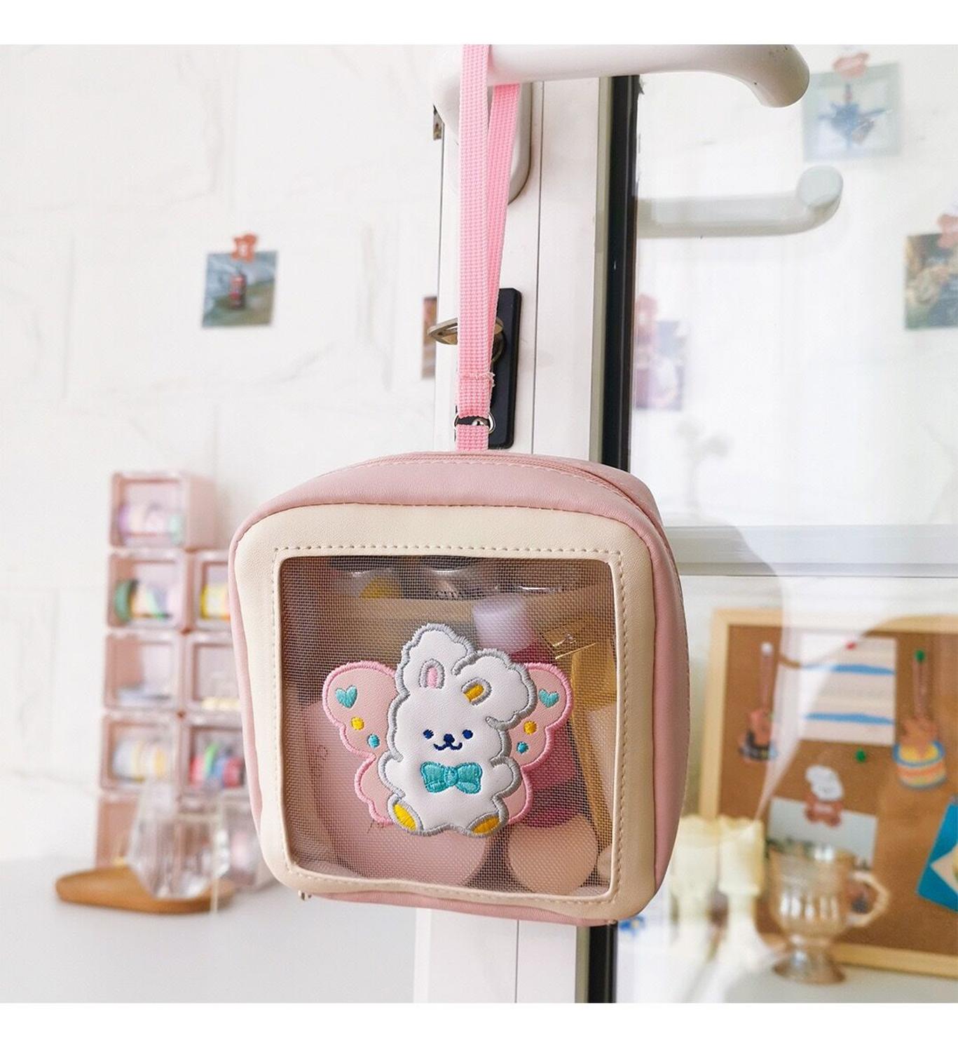 Bentoy Milkjoy Korea Rabbit Orange Flower Cosmetic Case women Daily Makeup Bags Cute Home Storage Case Bag Pouch: Pink