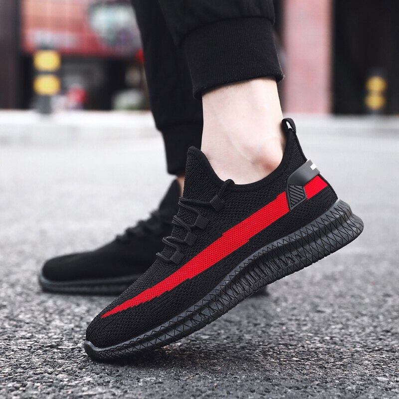 Men White Sneakers Breathable Comfort Air Mesh Outdoor Running Shoes For Men Casual Black Sports Shoes Lace Up Men's Sneaker